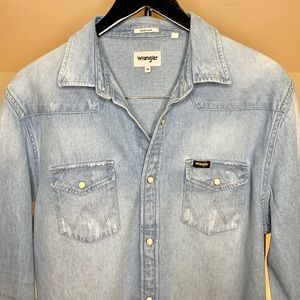 Wrangler MEN'S WESTERN SNAP DENIM SHIRT stonewash